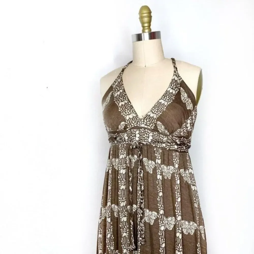 Tracy Reese Womens Brown & White Butterfly Print Cross-Back Jersey Dress XS - Picture 3 of 6